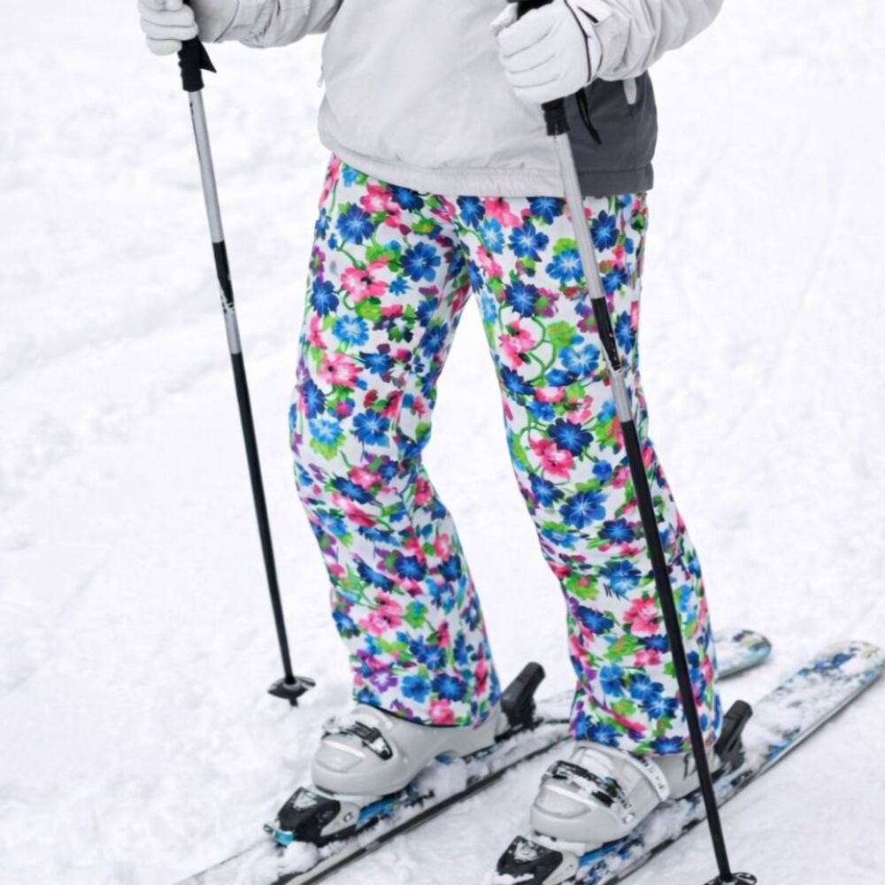 Karbon Ski Snow Pants Size 14 White Purple Neon Floral Insulated Snowboarding